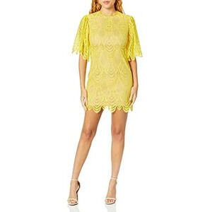 Dress the Population Toni Lace Flutter Sleeve Mini Dress Dandelion Size XXS NEW